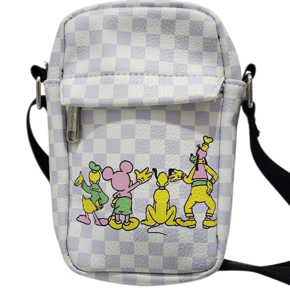 Buckle Down Disney Mickey And Friends Checker Cross Body Bag Pastel